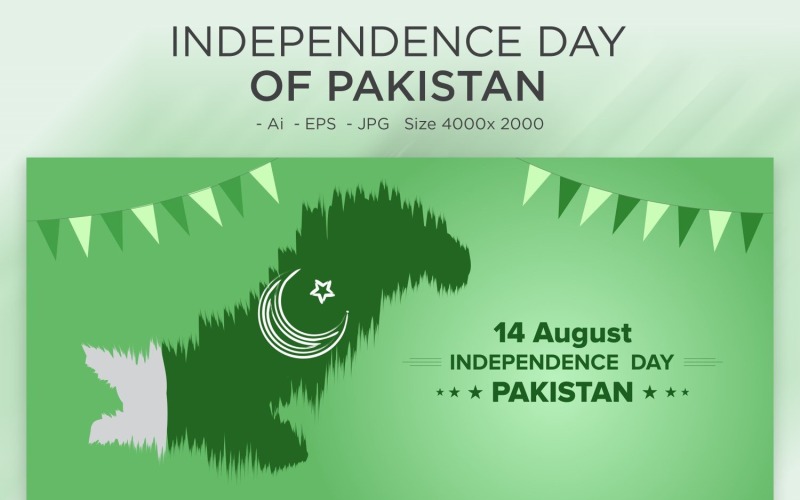 Pozdrowienia z Dnia Niepodległości Pakistanu 14 sierpnia - ilustracja