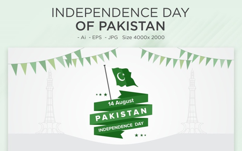 Självständighetsdagen för Pakistan gratulationskort - illustration