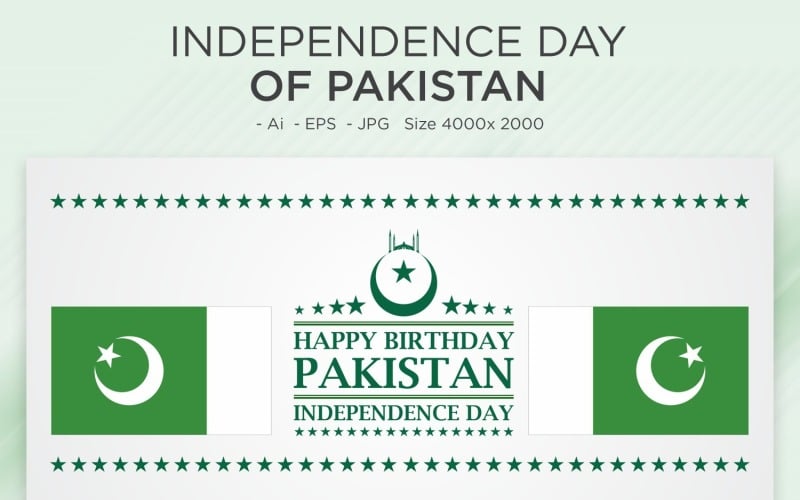Självständighetsdagen för Pakistan gratulationskort - illustration