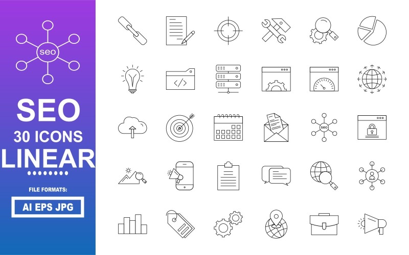 30 SEO Lineair Icon Pack