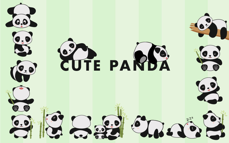 Söt pandahandritad - vektorbild