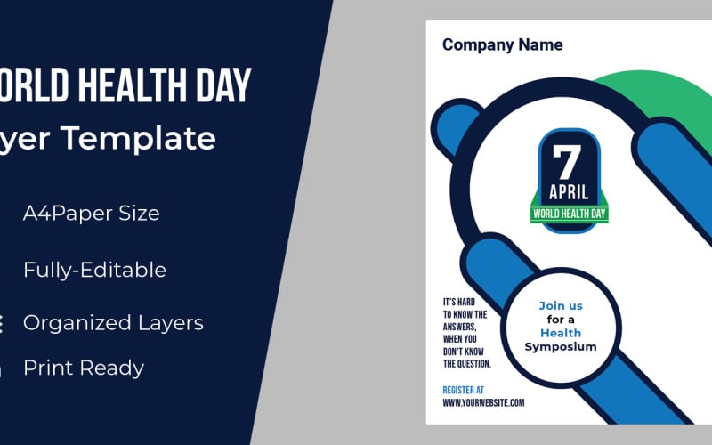 Всесвітній день здоров'я концепція плакат - фірмовий стиль шаблону