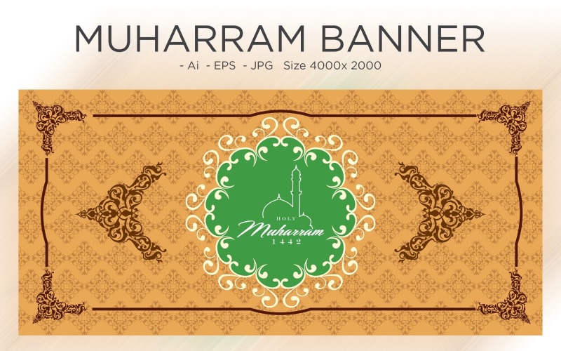 Muharram moskeeën koepel en islamitische patroon banner - illustratie