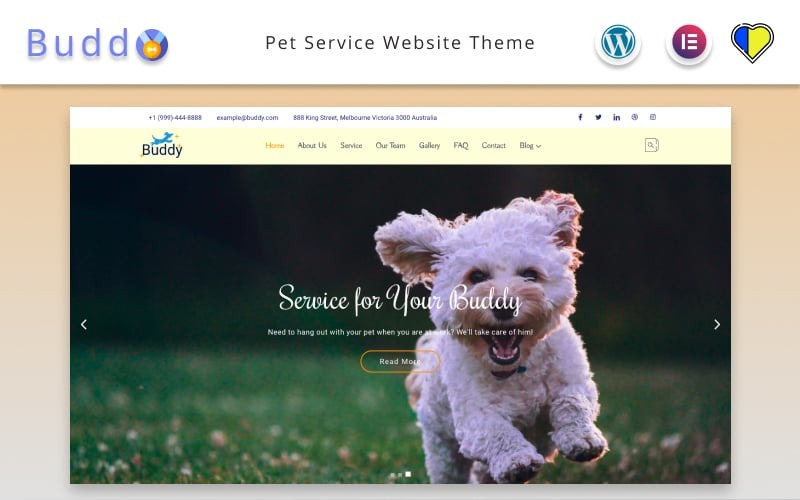 Buddy - Motyw WordPress na stronie internetowej Pet Service Elementor