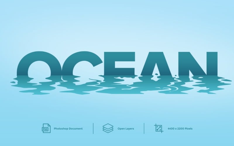 Effetto di testo sull'oceano e stile di livello - illustrazione
