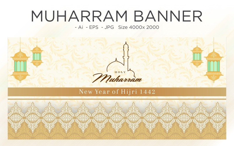 Muharrem İslami tatil afiş şablon - illüstrasyon