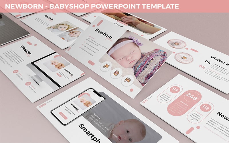 Nouveau-né - Modèle Powerpoint Babyshop - TemplateMonster
