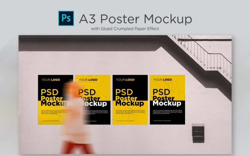 Poster Mockup with Crumpled Paper Effect