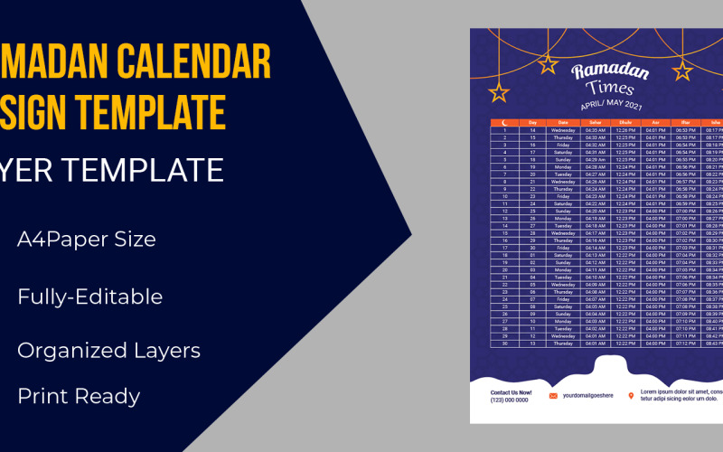 Dépliant sur les horaires de prière du Ramadan - Modèle d'identité d'entreprise