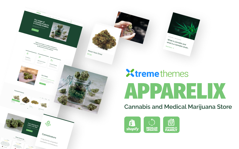 Tema Shopify del negozio di cannabis e marijuana medica di Apparelix