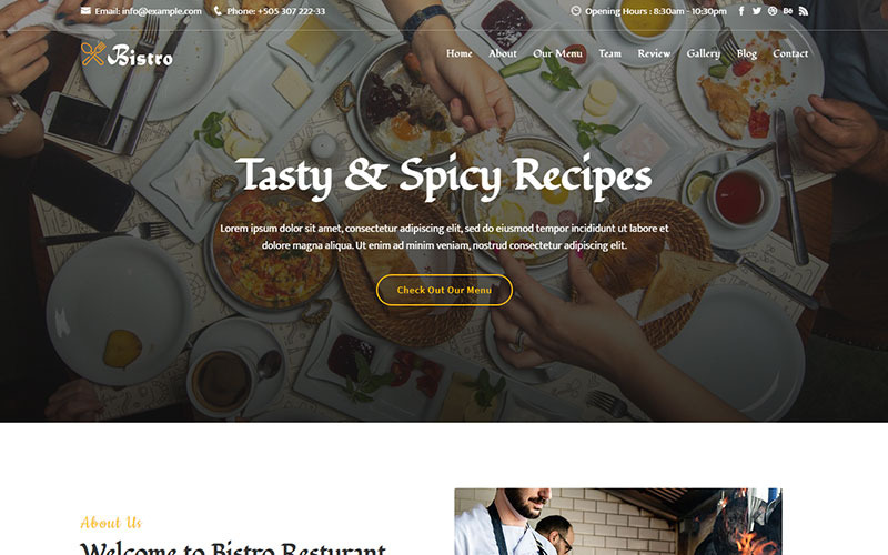 Bistro - Responsieve bestemmingspaginasjabloon voor eten en restaurants