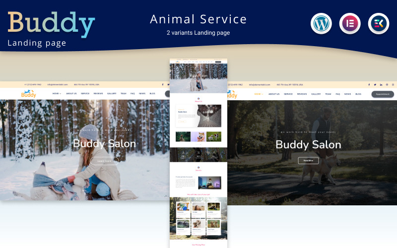 Buddy - тема WordPress для целевой страницы Elementor для животных