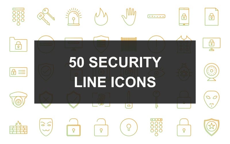 50 иконок с градиентом линии безопасности