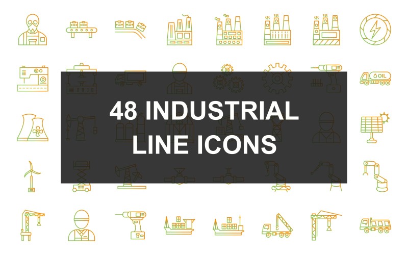 48 Industrial Process Line Gradient Icons