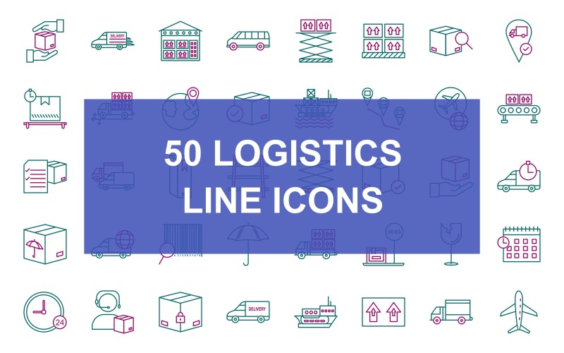 50 logistieke lijn twee kleurenpictogrammen