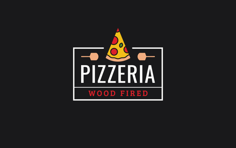 Pizzeria Logo. Linear von Pizzastück.