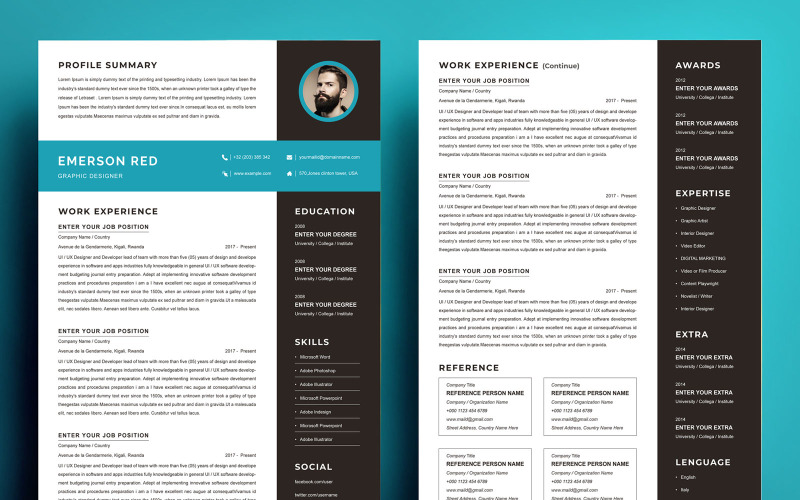 Szablon CV Czysty szablon CV CV - Emerson Red