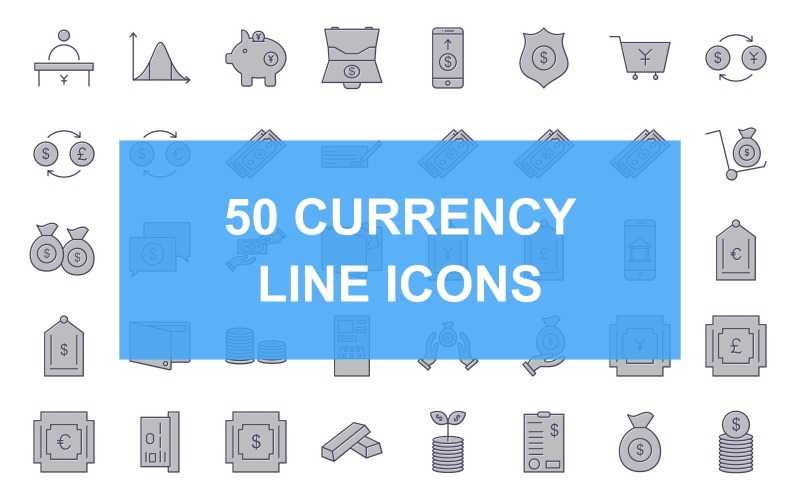 50 valutor fyllda ikoner