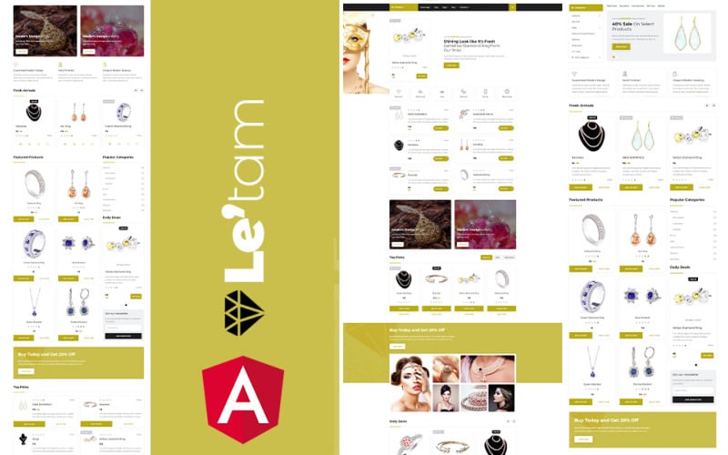 Letam Gold and Jewelry shop Angular JS Website Template