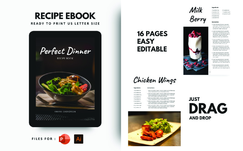 Perfect Dinner Recepten eBook PowerPoint-sjabloon