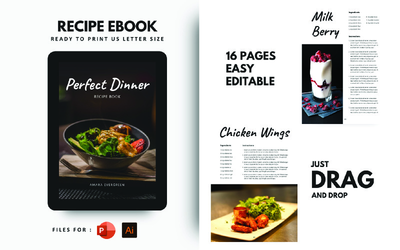 Plantilla de PowerPoint - libro electrónico de recetas de cena perfecta