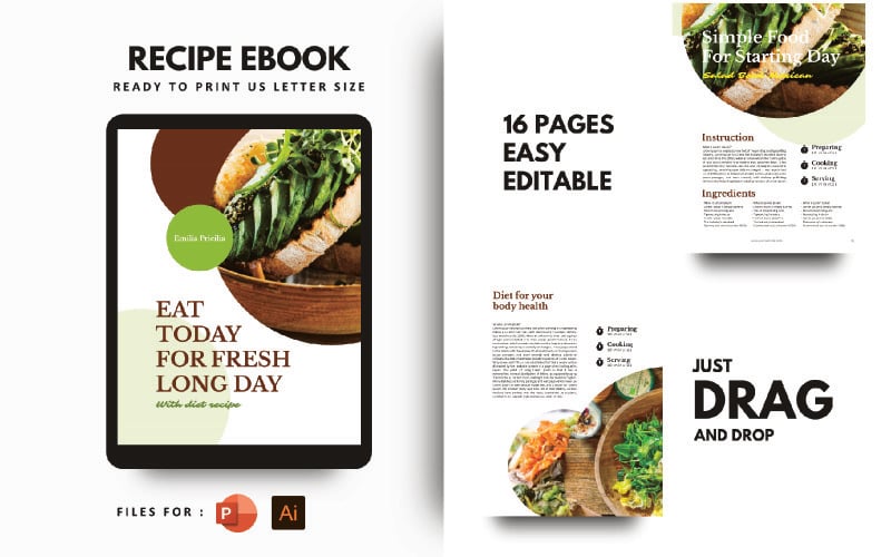 Plantilla de presentación de PowerPoint Diet Today Recipes eBook