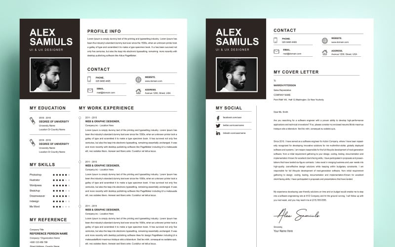 Alex Samiuls-UX / UI设计器可打印简历模板
