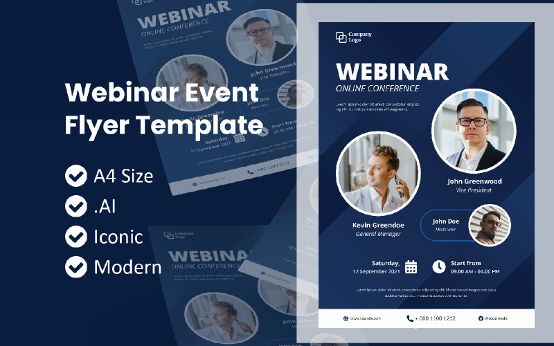 Brochure del volantino per eventi webinar - Modello di identità aziendale