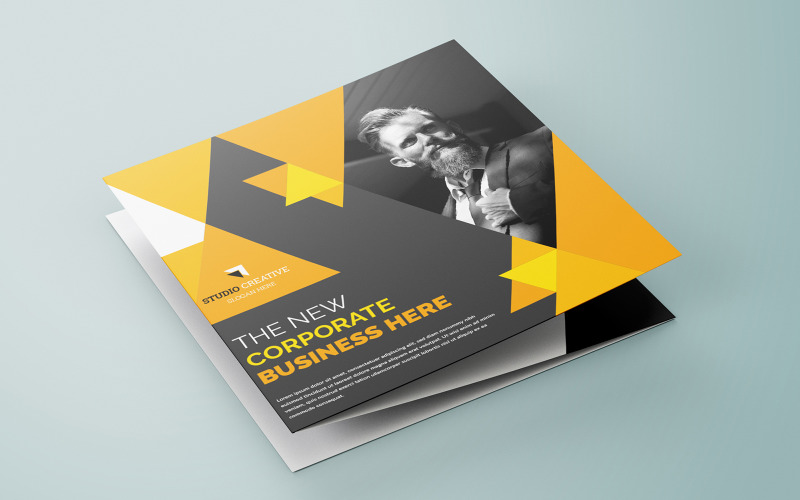 Brochure gratuite à deux volets de couleur jaune triangle - Modèle d'identité d'entreprise