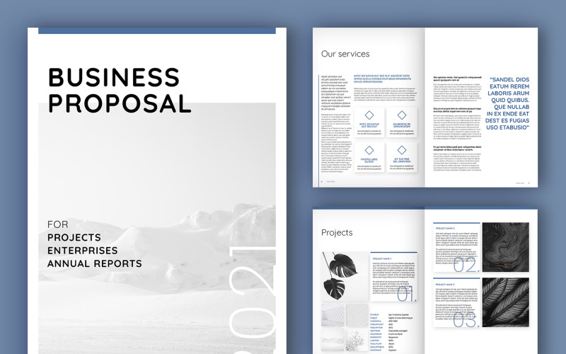 Layout för affärsförslag (A4 + US) - mall för företagsidentitet
