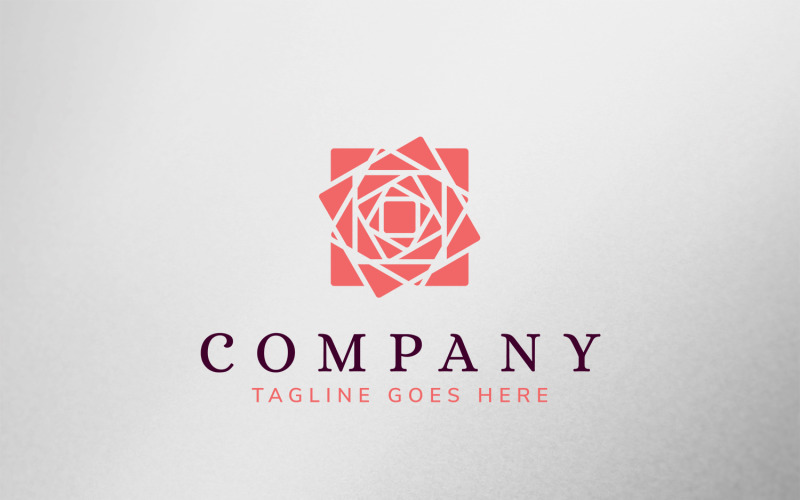 Diseño de plantilla de logotipo de rosa cúbica
