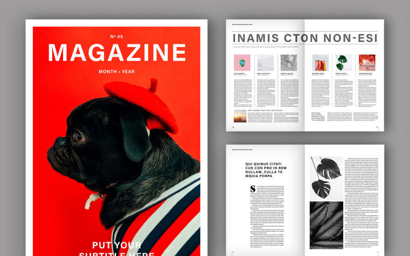 Minimalistisches Magazinlayout (A4 + US)
