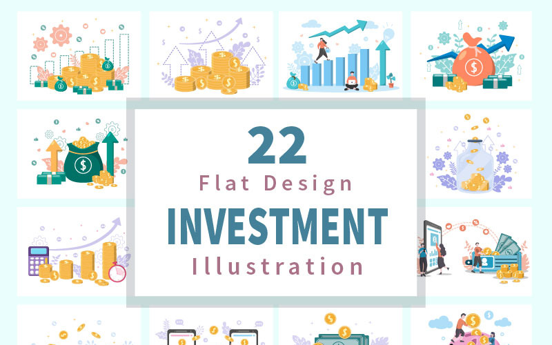 22 Pengarinvestering platt design - illustration