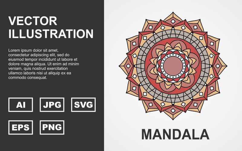 Vektor färgrik mandala design - illustration