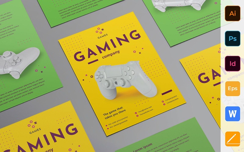 Flyer d'entreprise de jeux polyvalents - Modèle d'identité d'entreprise
