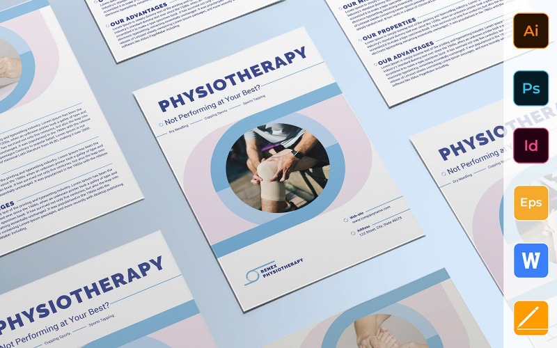 Flyer de physiothérapie professionnelle - Modèle d'identité d'entreprise