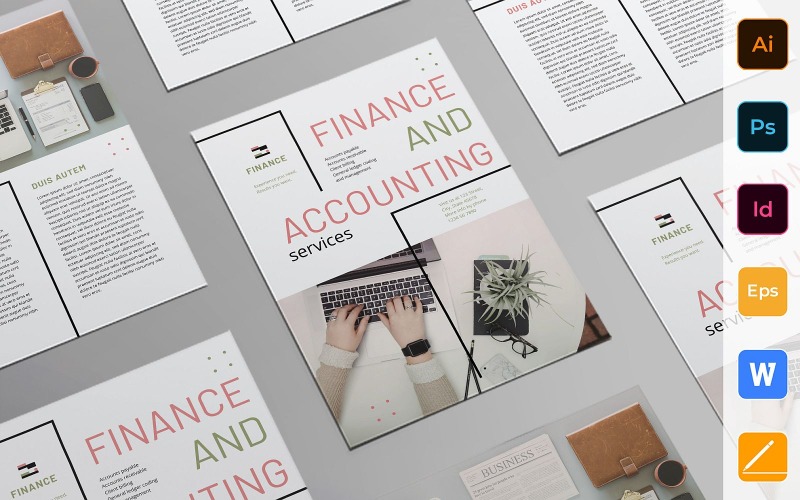 Folheto de finanças e contabilidade pronto para usar - modelo de identidade corporativa