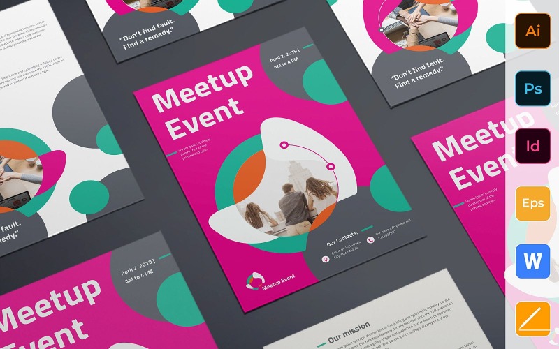Gebrauchsfertiger Meetup Event Flyer - Vorlage für Corporate Identity