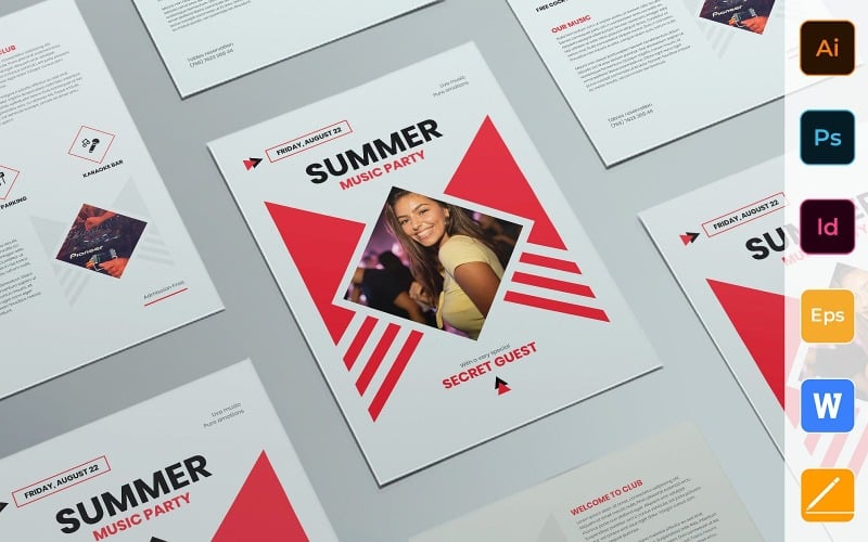 Gebruiksklare folder voor zomermuziekfeest - huisstijlsjabloon