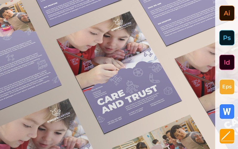 Professioneller Kindergarten Flyer - Corporate Identity Vorlage
