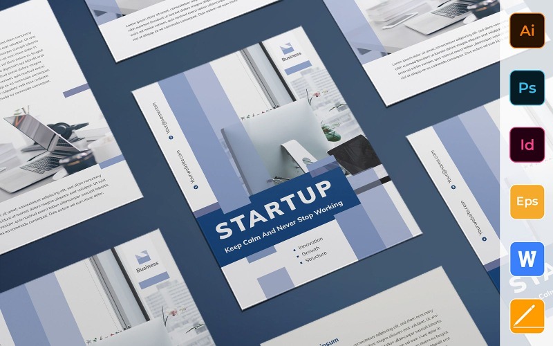 Többcélú startup szórólap - Vállalati-azonosság sablon