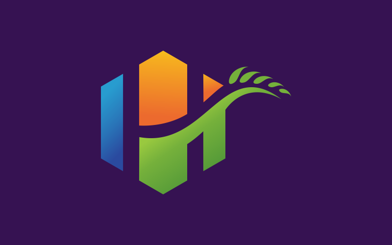 Buchstabe H Weizen-Logo-Vorlage