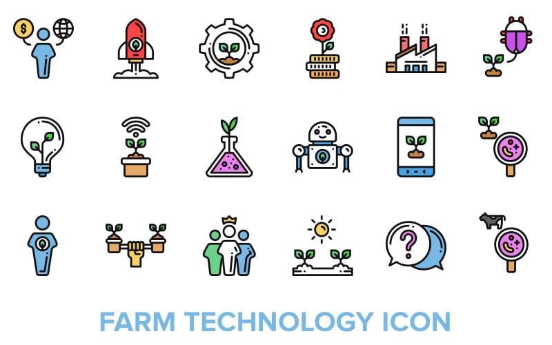 Ферма технології Iconset шаблон