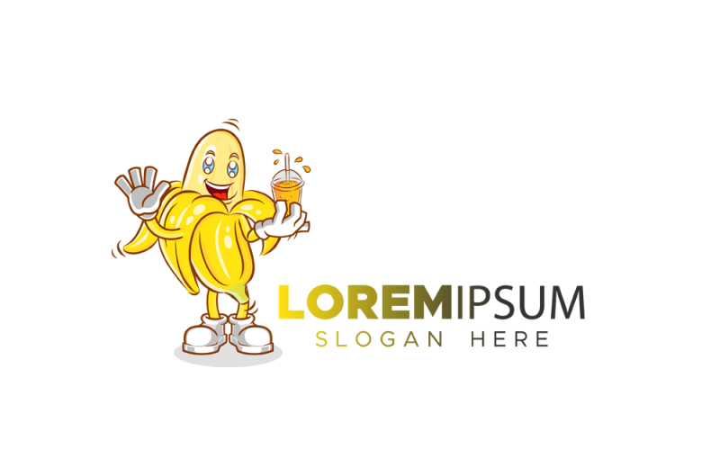 Modello di logo della mascotte di banana
