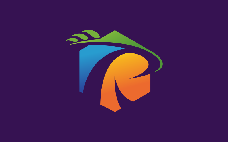 Písmeno R pšenice Logo šablona