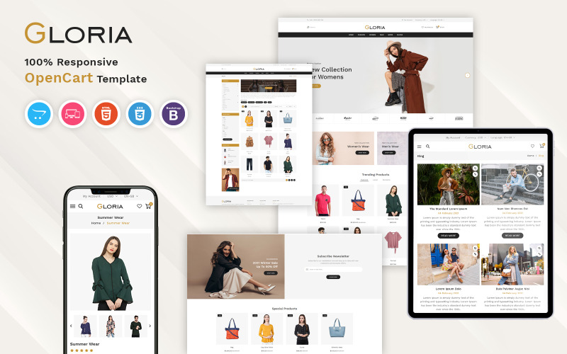 Gloria - OpenCart-Vorlage für Mode