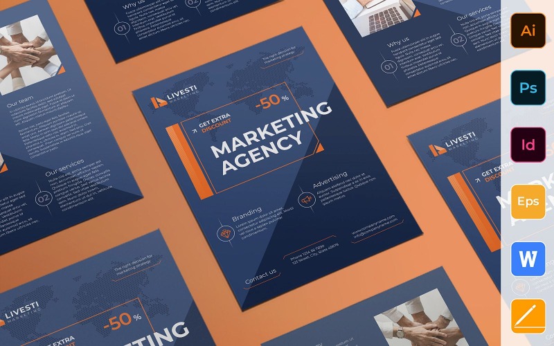 Готовый к использованию корпоративный шаблон рекламного проспекта Ice Marketing Agency