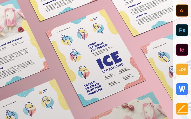 Használatra kész Ice Cream Shop szórólap vállalati sablon