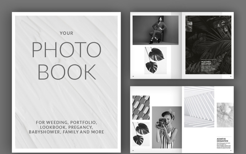 Layout libro album fotografico (A4 + USA). Modelli di riviste