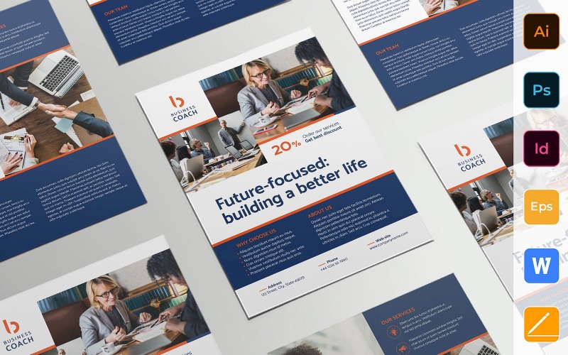 Modèle d'entreprise de flyer de coach professionnel professionnel